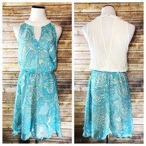Lush Nordstrom Blue & Cream Floral Paisley Dress